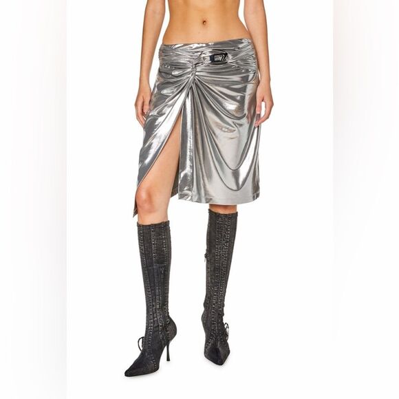 Diesel Dresses & Skirts - Diesel Shiny Gray High-Waisted Skirt M